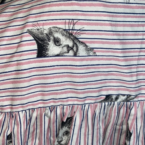 Zara Cat Print Striped Blouse - Picture 5 of 7